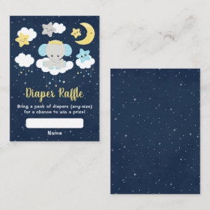 Elephant Yellow and Navy Baby Shower Diaper Raffle Enclosure Card