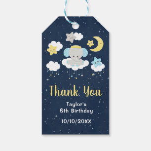 Elephant Yellow and Navy Birthday Party Thank You Gift Tags