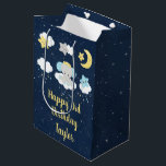 Elephant Yellow and Navy Happy Birthday Medium Gift Bag<br><div class="desc">This cute and whimsical gift bag can be personalised with a name or title,  such as daughter,  granddaughter,  niece,  friend etc. It features an adorable baby elephant in a gold crown sitting on a cloud with falling stars. In the background is a starry night sky and crescent moon.</div>