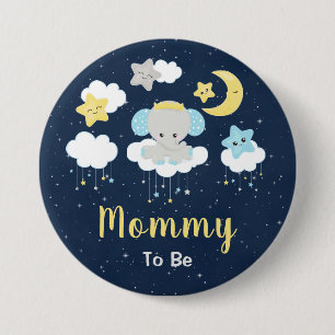 Elephant Yellow and Navy Mummy To Be 7.5 Cm Round Badge