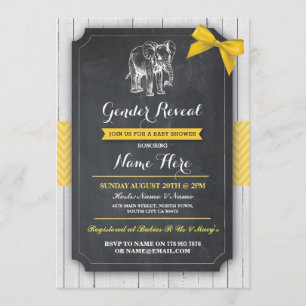 Elephant Yellow Baby Shower Party Lemon Bow Invite