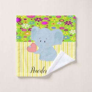 Elephant Yellow Stripe Bathroom Towel Sets