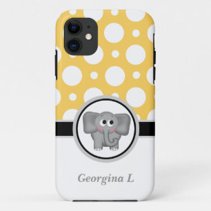 Elephant Yellow & White Polka Dot iPhone 5 Case