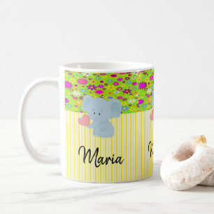 Elephant Yellow White Stripe Mug