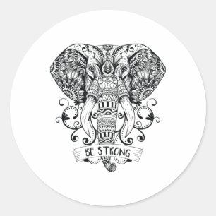 Elephant Yoga Elephant Mandala Ganesha Chakra Tril Classic Round Sticker