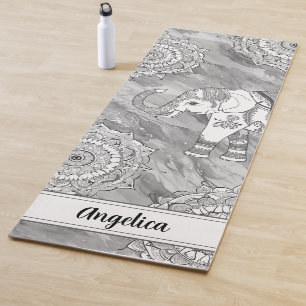 Elephant Yoga Mat with Indian Mandala Art