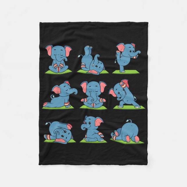 Elephant Yoga Position Workout Gift  Fleece Blanket (Front)