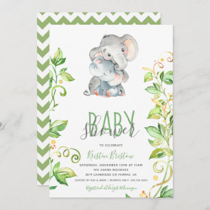 Elephant Zoo Animal Unisex Baby Shower Invitation