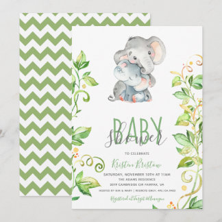 Elephant Zoo Animal Unisex Baby Shower Invitation