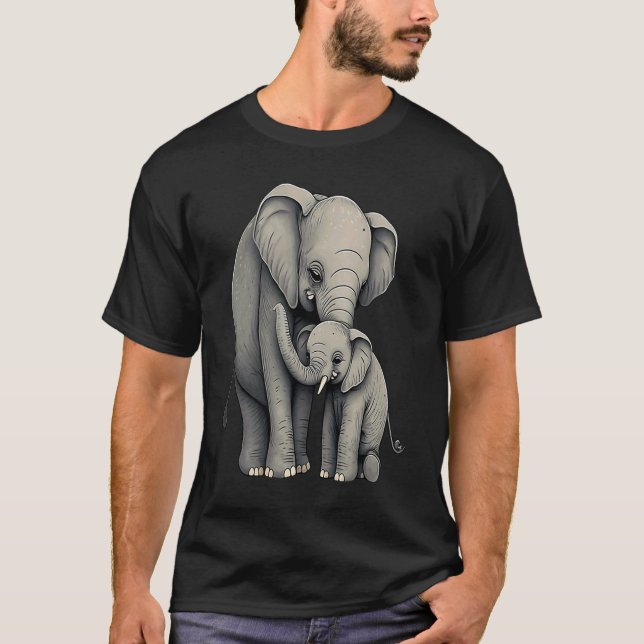 Elephant Zookeeper Elephant Mom Hugging A Child El T-Shirt (Front)