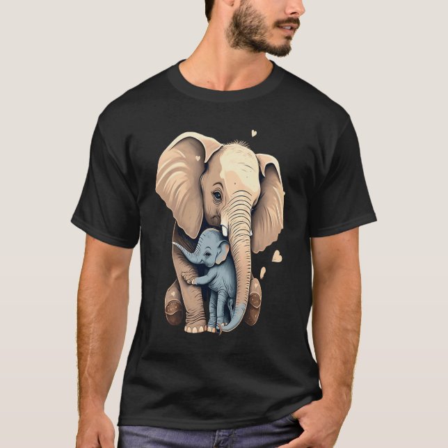 Elephant Zookeeper Elephant Mom Hugging A Child El T-Shirt (Front)
