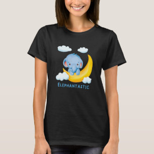 Elephantastic Cute Elephant On Moon With Clouds T-Shirt
