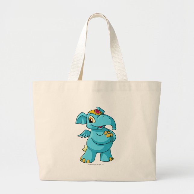 Elephante Blue Large Tote Bag (Front)