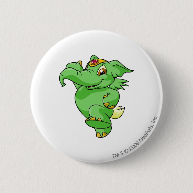 Elephante Green 6 Cm Round Badge (Front)