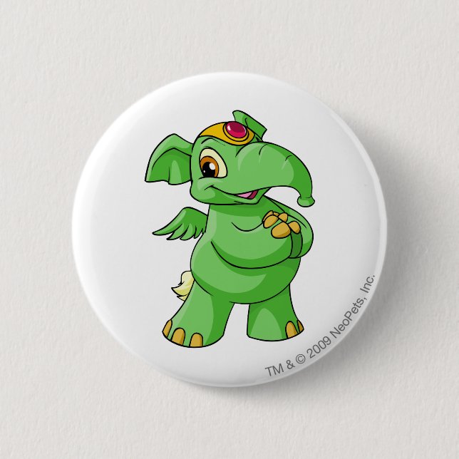 Elephante Green 6 Cm Round Badge (Front)