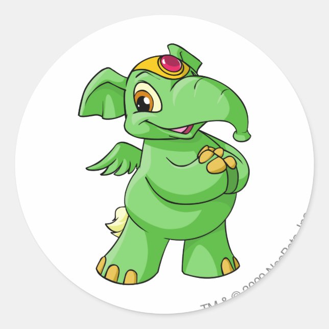 Elephante Green Classic Round Sticker (Front)