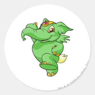 Elephante Green Classic Round Sticker