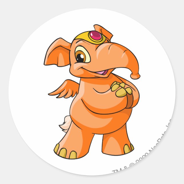 Elephante Orange Classic Round Sticker (Front)