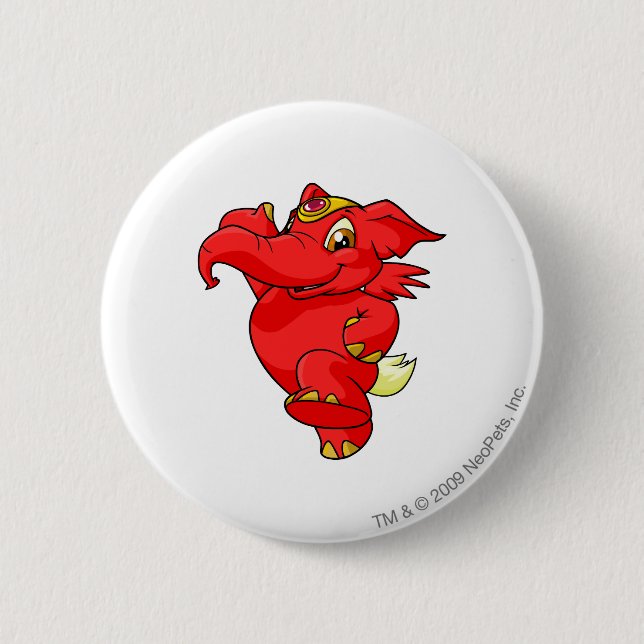 Elephante Red 6 Cm Round Badge (Front)