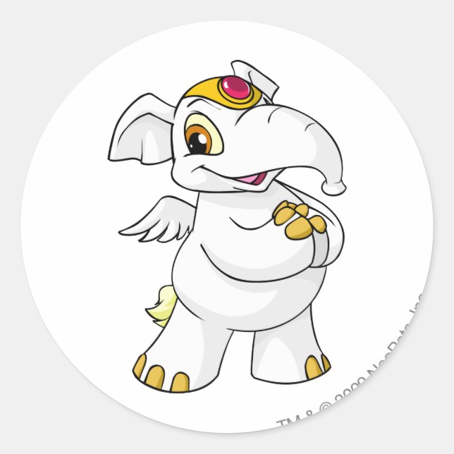 Elephante White Classic Round Sticker (Front)