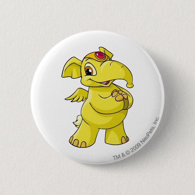 Elephante Yellow 6 Cm Round Badge (Front)
