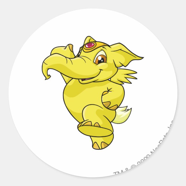 Elephante Yellow Classic Round Sticker (Front)
