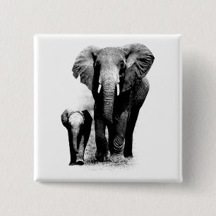 Elephants 15 Cm Square Badge