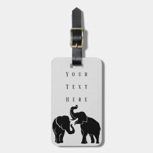 Elephants -  Add Your Text / Name - Luggage Tag