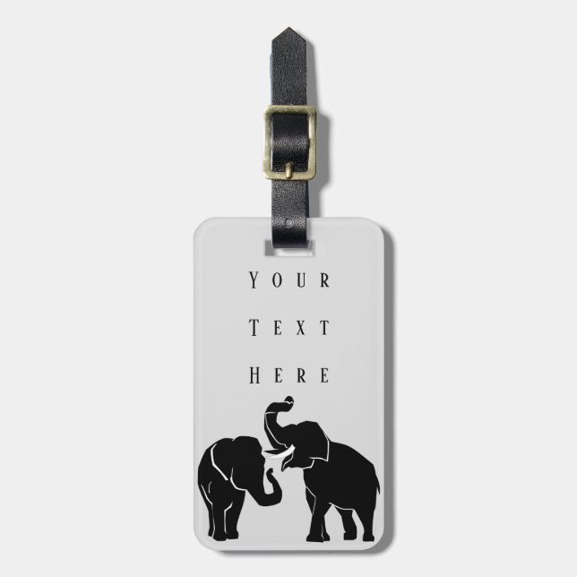 Elephants -  Add Your Text / Name - Luggage Tag (Front Vertical)