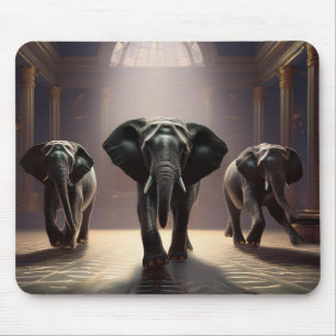 Elephants Aerobic Dance Class Mouse Mat