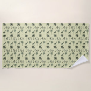 Elephants and Giraffes Beach Towel