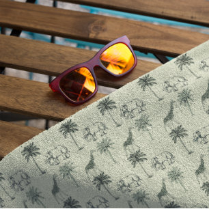 Elephants and Giraffes Beach Towel