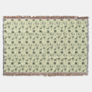 Elephants and Giraffes Throw Blanket