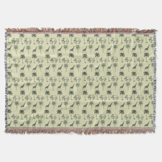 Elephants and Giraffes Throw Blanket (Front)