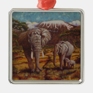 Elephants and Kilimanjaro Ornament