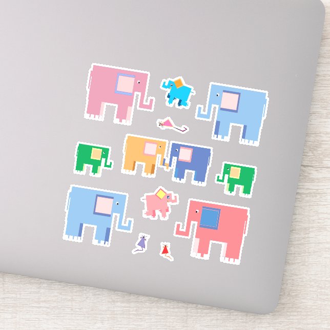 Elephants and mice cute animal art (Detail)