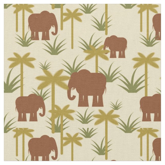 Elephants And Palms In Camouflage Fabric (Close Up)