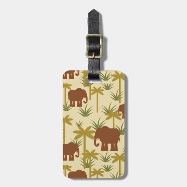 Elephants And Palms In Camouflage Luggage Tag (Front Vertical)