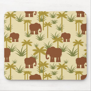 Elephants And Palms In Camouflage Mouse Mat