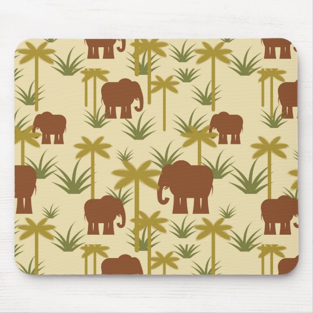 Elephants And Palms In Camouflage Mouse Mat (Front)
