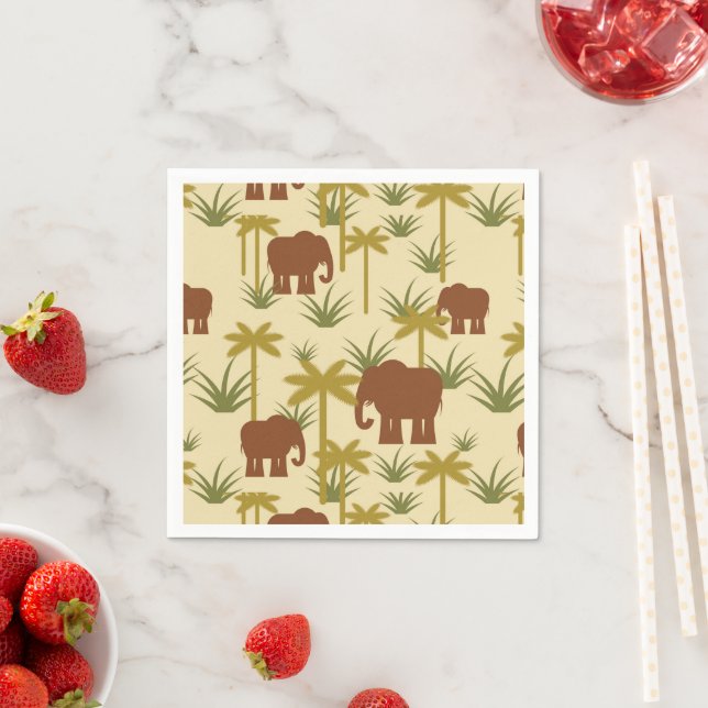 Elephants And Palms In Camouflage Napkin (Insitu)
