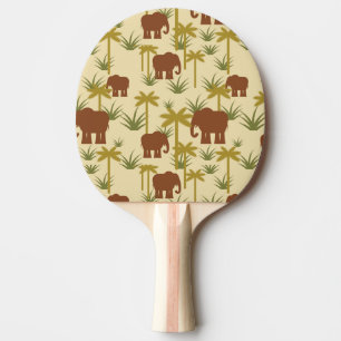 Elephants And Palms In Camouflage Ping Pong Paddle