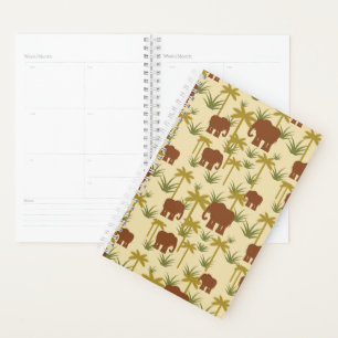 Elephants And Palms In Camouflage Planner