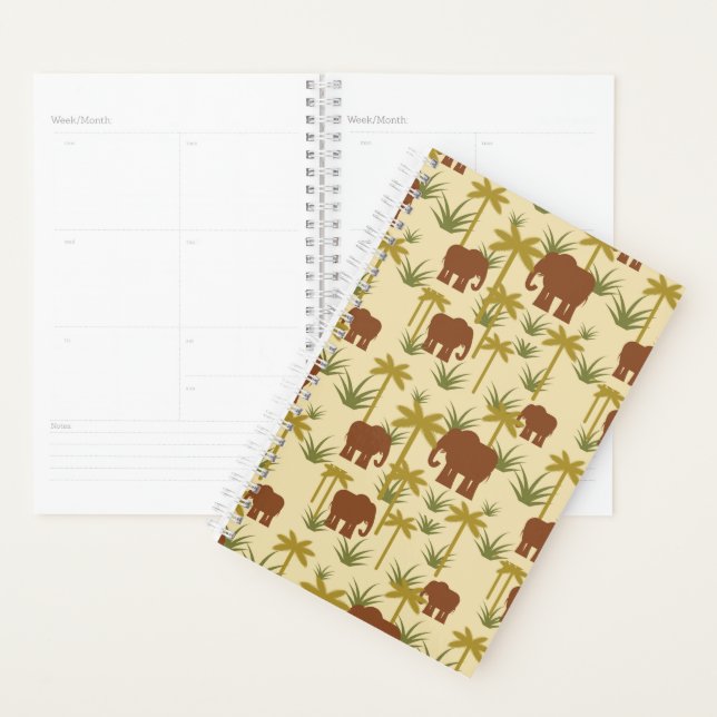 Elephants And Palms In Camouflage Planner (Display)