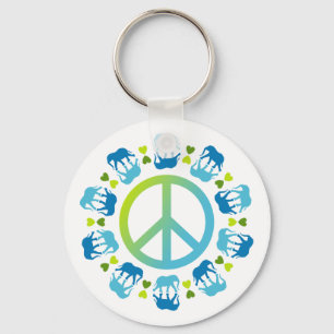 Elephants and Peace Key Ring