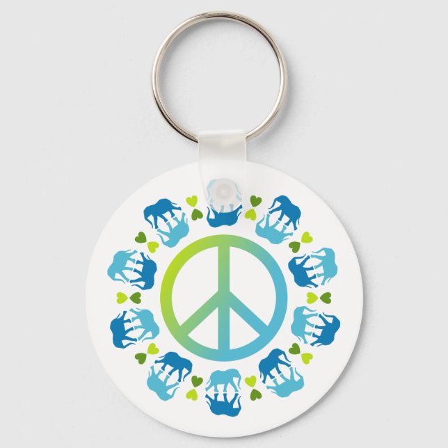 Elephants and Peace Key Ring (Front)
