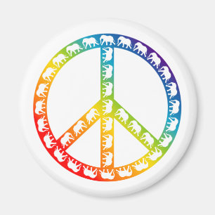 Elephants and Peace Symbol Magnet