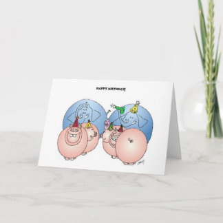 Elephants and Pigs Birthday Card. Card