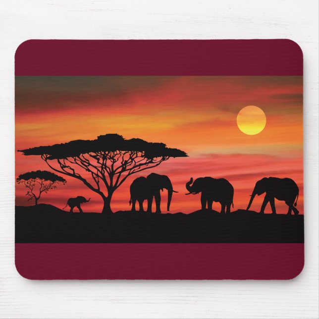 Elephants-and-Sunset- Mouse Mat (Front)