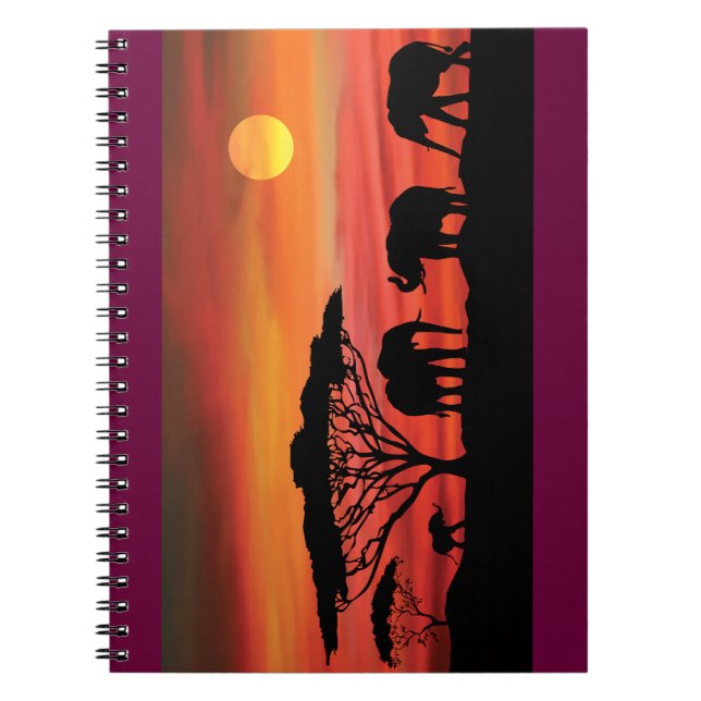 Elephants-and-Sunset- Notebook (Front)